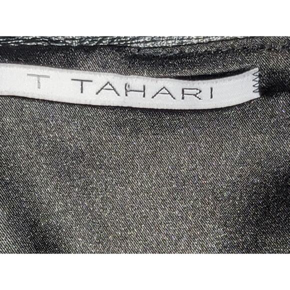 T Tahari Black Brown Color Block Sheath Dress 2 Lightweight Capped Sleeves Soft - Picture 3 of 6